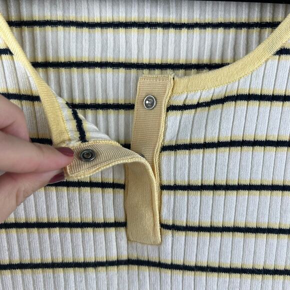 Vintage Y2K Faded Glory Yellow Striped Henley – Long Sleeve, Size Small - Picture 3 of 7